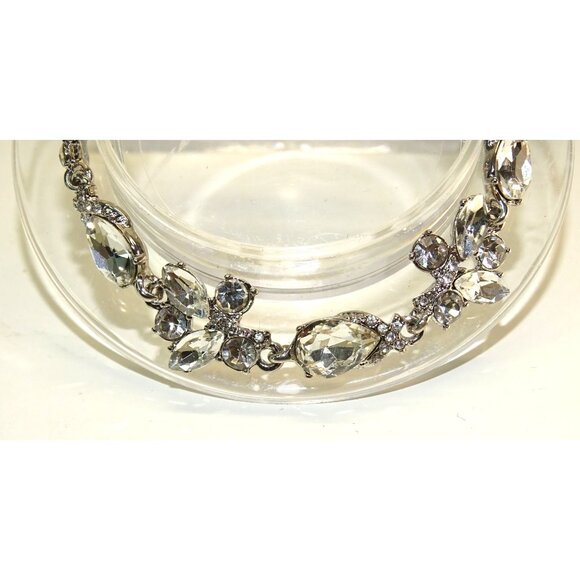 Givenchy Silver-Tone Crystal Floral Bracelet With Box Clasp - Picture 2 of 6
